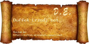 Duffek Erzsébet névjegykártya